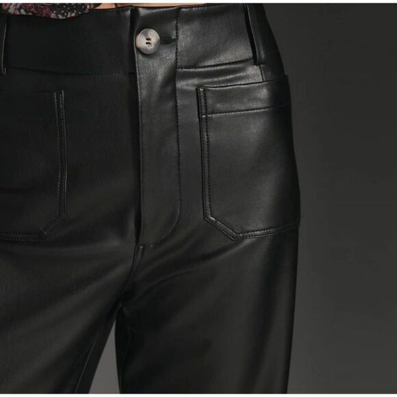 Anthropologie Maeve The Colette Cropped Wide-Leg Pants Faux-Leather Edition 31 N - Picture 3 of 12